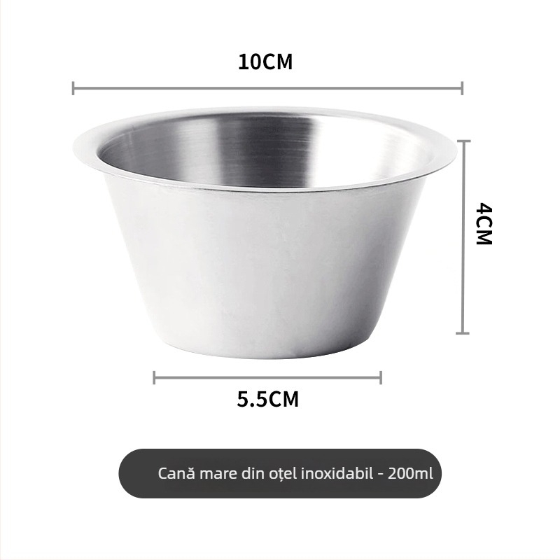 Vas din oțel inoxidabil pentru sosuri - bol rotund pentru dips, stil Nordic, 201 oțel inoxidabil, compatibil cu microunde, imprimare logo disponibil