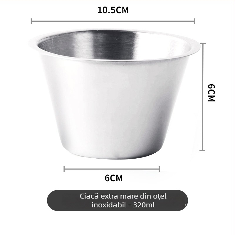 Vas din oțel inoxidabil pentru sosuri - bol rotund pentru dips, stil Nordic, 201 oțel inoxidabil, compatibil cu microunde, imprimare logo disponibil