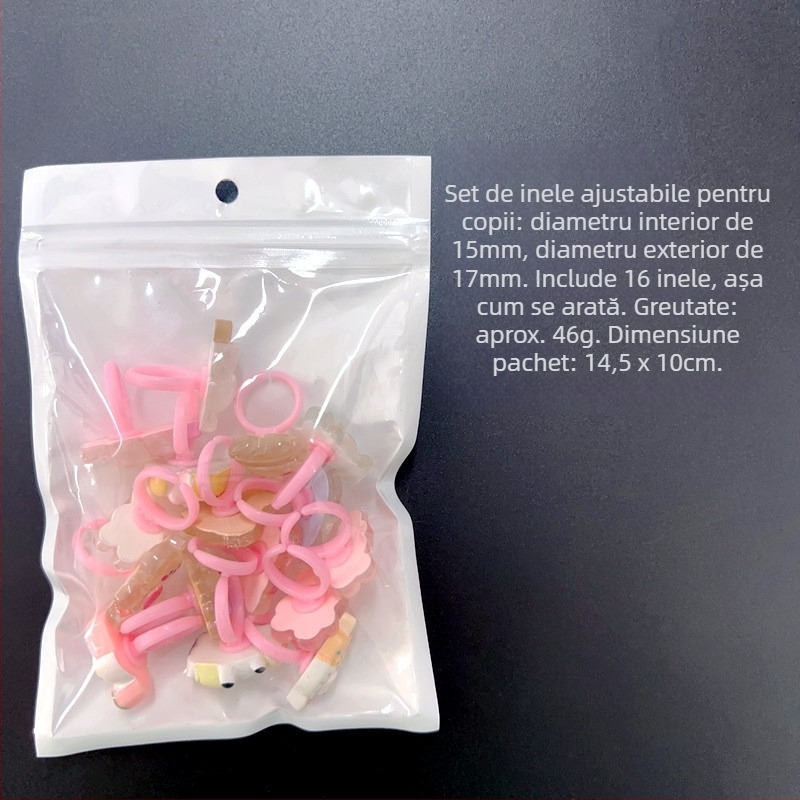 Inel pentru copii din rășină/plastic, design drăguț de desene animate, formă animal/zodie, stil natură/copil, lansare primăvara 2025