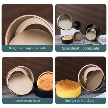 Formă rotundă pentru chec chiffon cu fund detașabil, din oțel carbon, antiaderent, mai multe dimensiuni