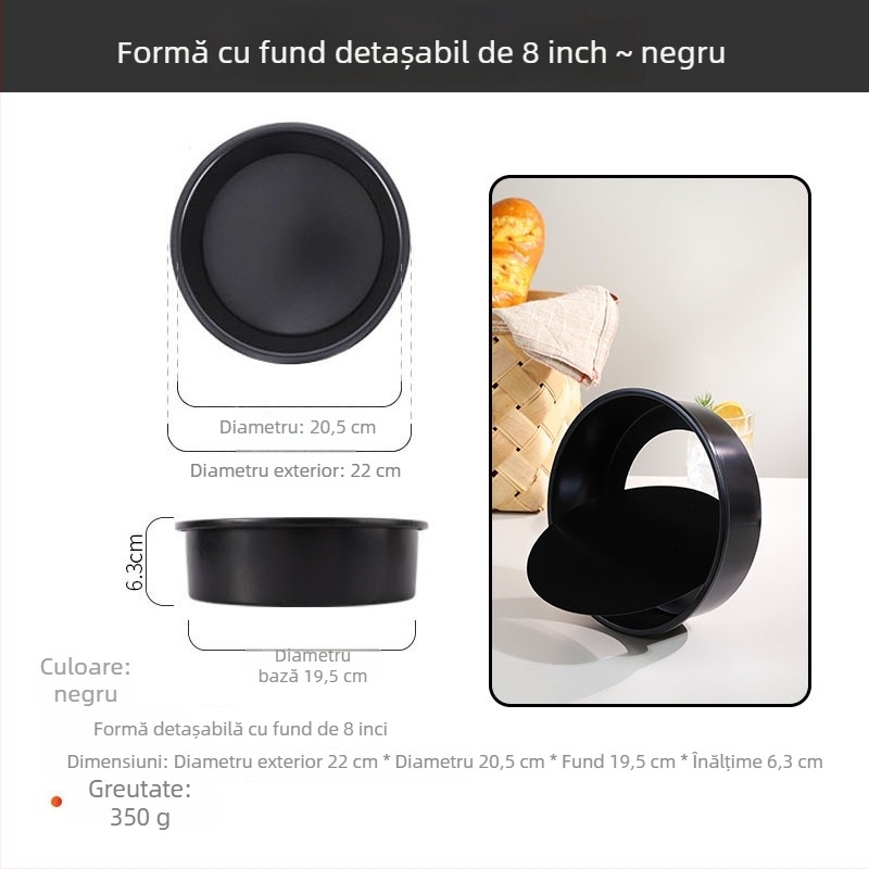 Formă rotundă pentru chec chiffon cu fund detașabil, din oțel carbon, antiaderent, mai multe dimensiuni
