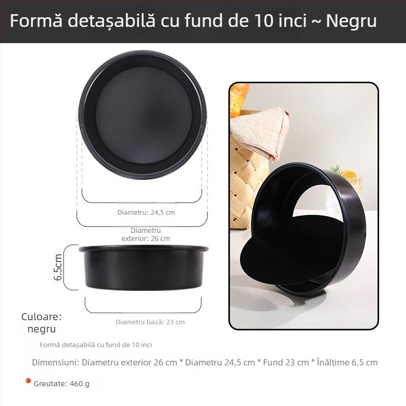 Formă rotundă pentru chec chiffon cu fund detașabil, din oțel carbon, antiaderent, mai multe dimensiuni