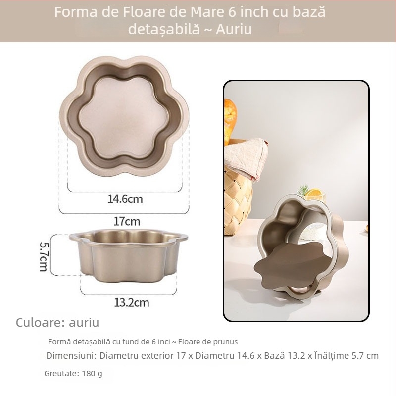 Formă rotundă pentru chec chiffon cu fund detașabil, din oțel carbon, antiaderent, mai multe dimensiuni