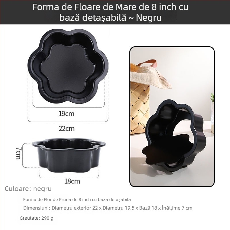 Formă rotundă pentru chec chiffon cu fund detașabil, din oțel carbon, antiaderent, mai multe dimensiuni