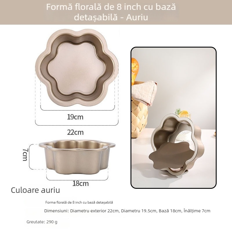 Formă rotundă pentru chec chiffon cu fund detașabil, din oțel carbon, antiaderent, mai multe dimensiuni