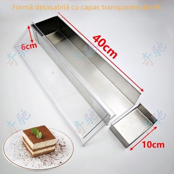 Formă dreptunghiulară din oțel inoxidabil cu capac, pentru tiramisu mousse cheesecake