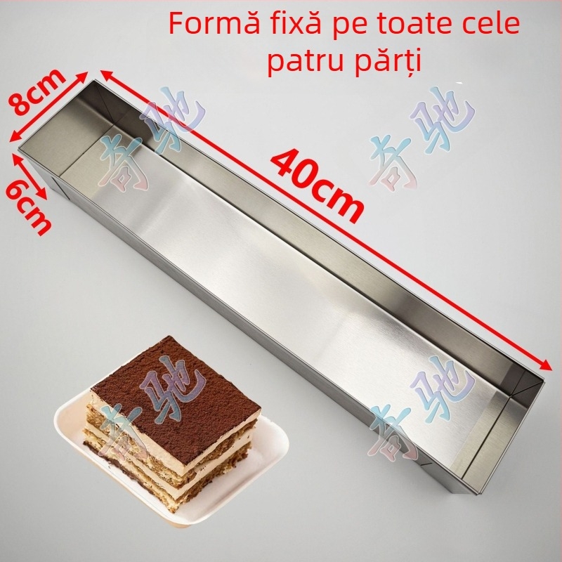 Formă dreptunghiulară din oțel inoxidabil cu capac, pentru tiramisu mousse cheesecake