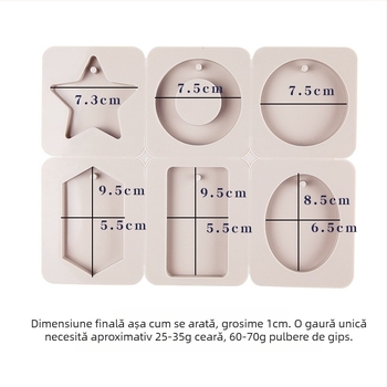 Formă din silicon pentru ceară aromatizată — formă neregulată, set cu șase verigi rotunde și inimă, matriță pentru etichete din ipsos