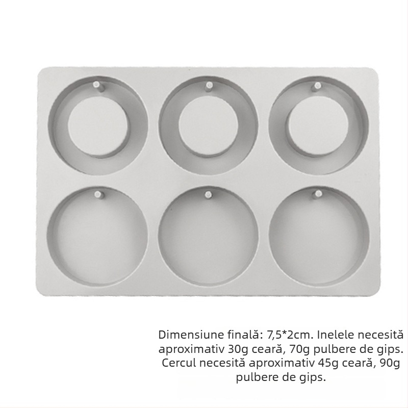 Formă din silicon pentru ceară aromatizată — formă neregulată, set cu șase verigi rotunde și inimă, matriță pentru etichete din ipsos