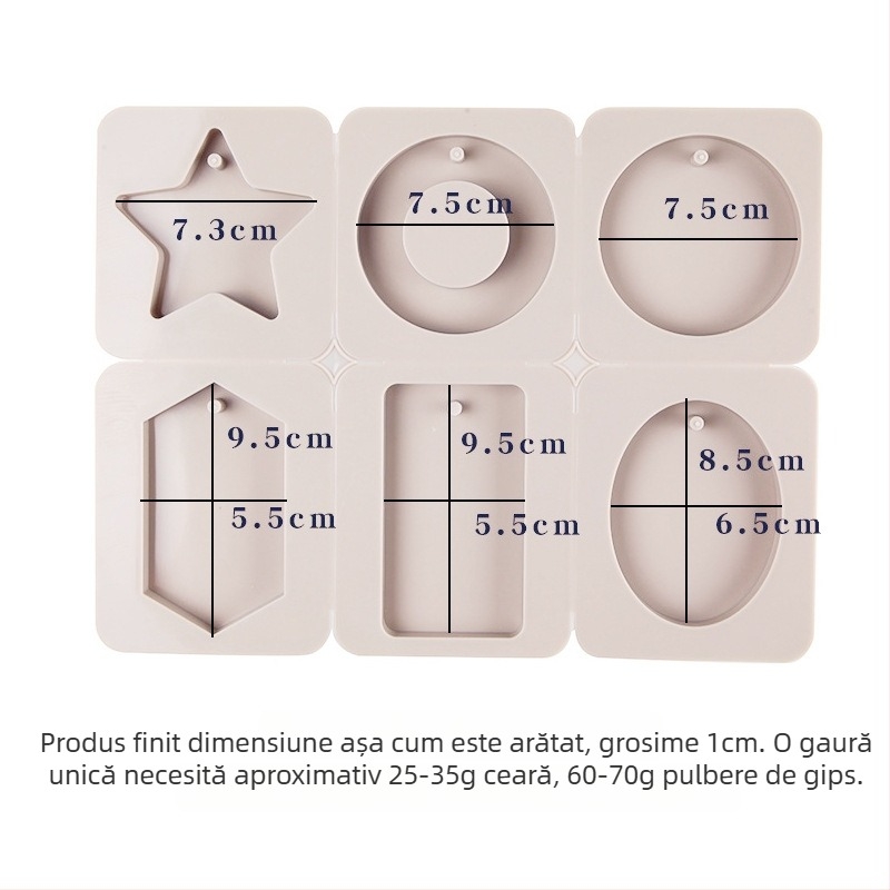 Formă din silicon pentru ceară aromatizată — formă neregulată, set cu șase verigi rotunde și inimă, matriță pentru etichete din ipsos