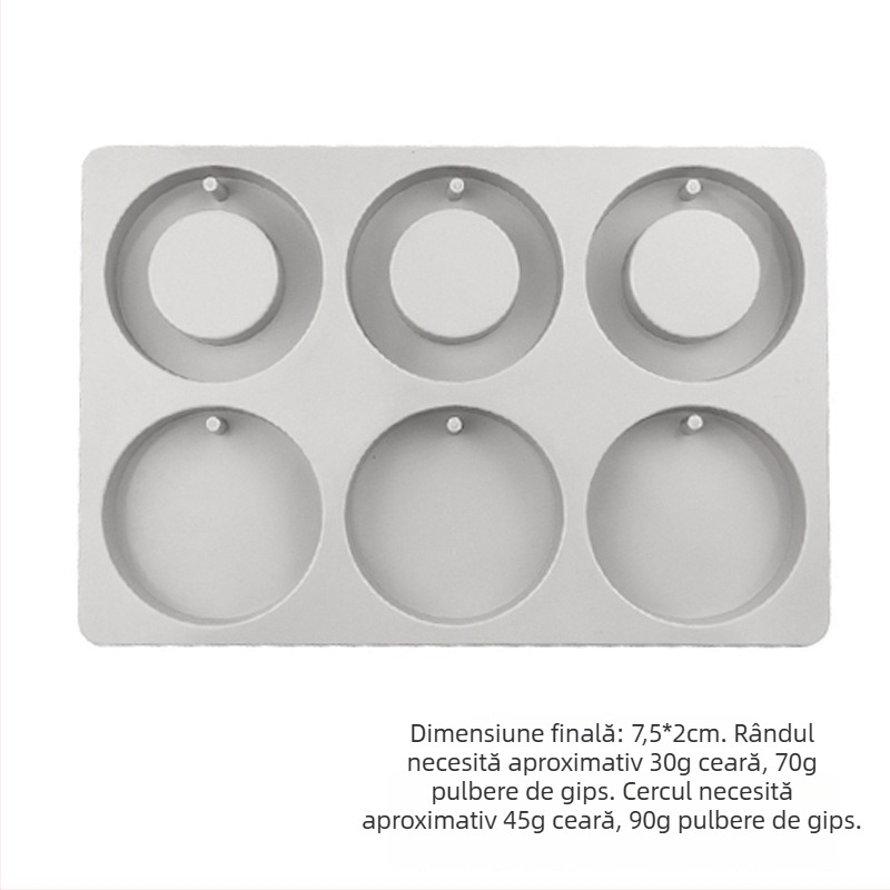 Formă din silicon pentru ceară aromatizată — formă neregulată, set cu șase verigi rotunde și inimă, matriță pentru etichete din ipsos