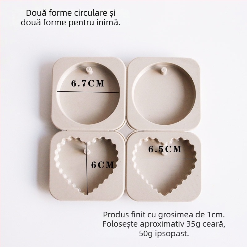 Formă din silicon pentru ceară aromatizată — formă neregulată, set cu șase verigi rotunde și inimă, matriță pentru etichete din ipsos