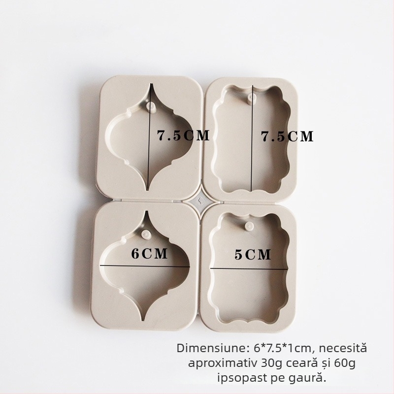 Formă din silicon pentru ceară aromatizată — formă neregulată, set cu șase verigi rotunde și inimă, matriță pentru etichete din ipsos