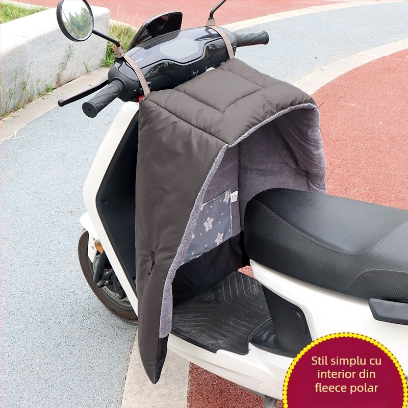 Acoperire antifrent pentru scuter electric, cu căptușeală din fleece pentru iarnă, material PU gros, protecții pentru picioare din piele