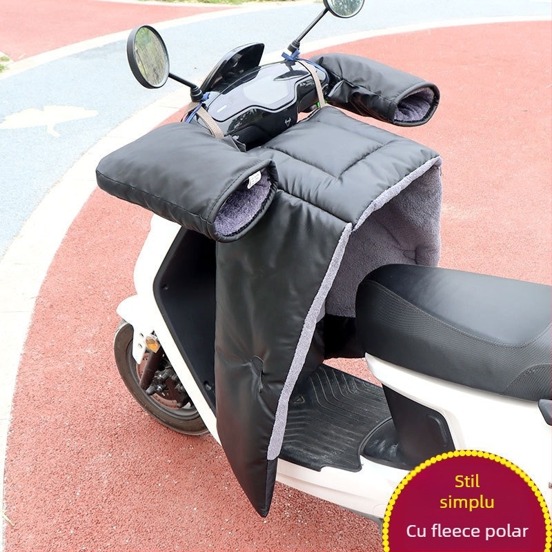 Acoperire antifrent pentru scuter electric, cu căptușeală din fleece pentru iarnă, material PU gros, protecții pentru picioare din piele