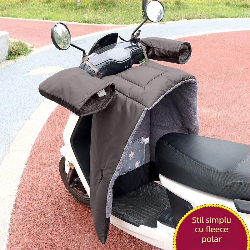 Acoperire antifrent pentru scuter electric, cu căptușeală din fleece pentru iarnă, material PU gros, protecții pentru picioare din piele