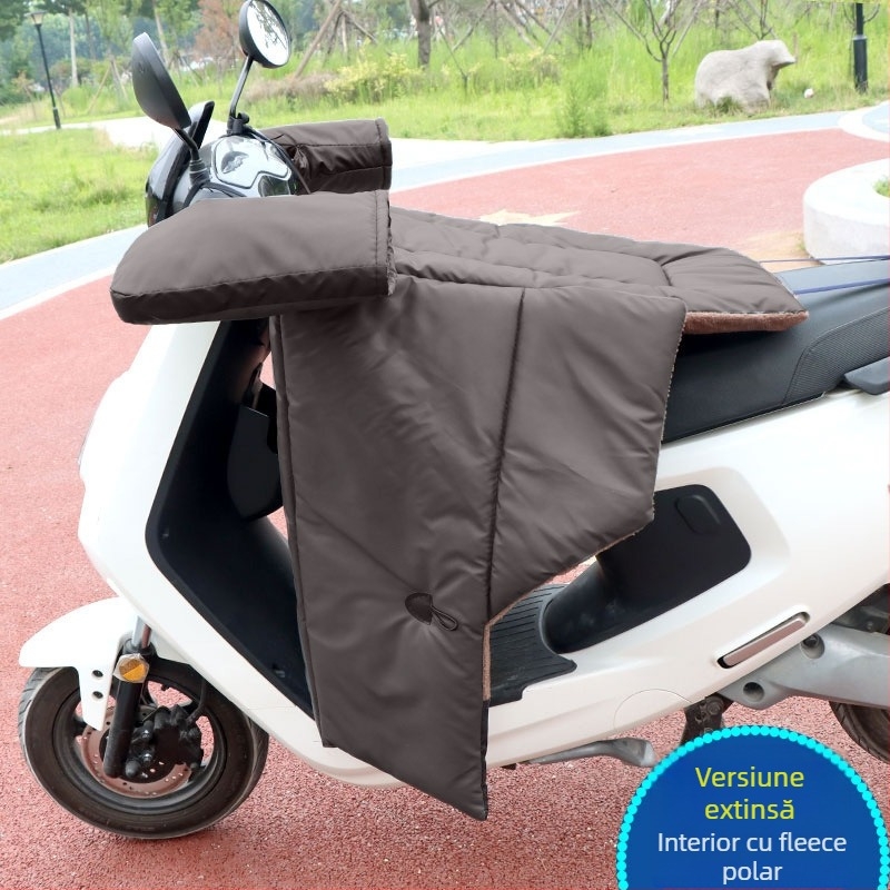 Acoperire antifrent pentru scuter electric, cu căptușeală din fleece pentru iarnă, material PU gros, protecții pentru picioare din piele