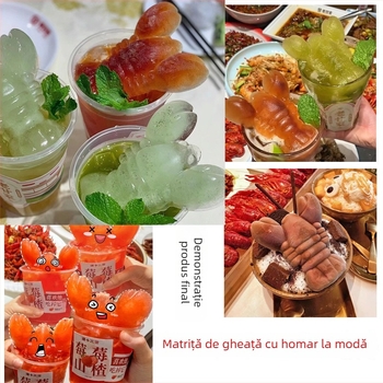 Formă din silicon alimentar, design Cartoon DIY: rac și gogoșă, formă pentru cuburi mari de gheață în formă de mașină, poate fi gătită la abur