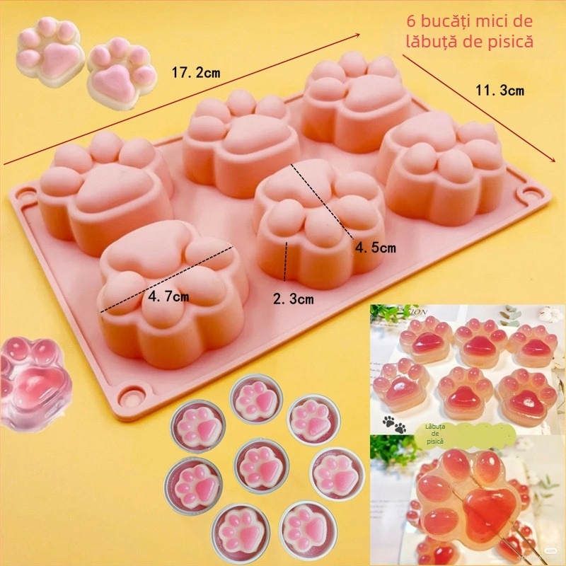 Formă din silicon cu 6 cavități în formă de iepuraș pentru budincă și jeleu – silicon alimentar, pentru coacere