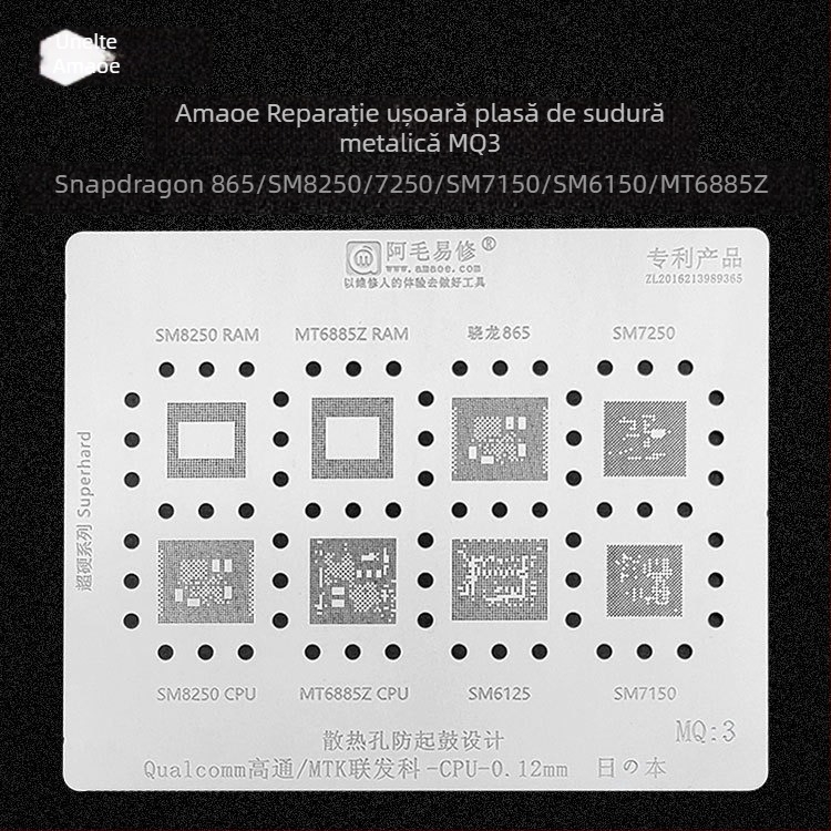 MQ3 Plasă de oțel placată cu staniu - Compatibilă cu Snapdragon 865, SM8250, SM7150, SM6150, MT6885Z