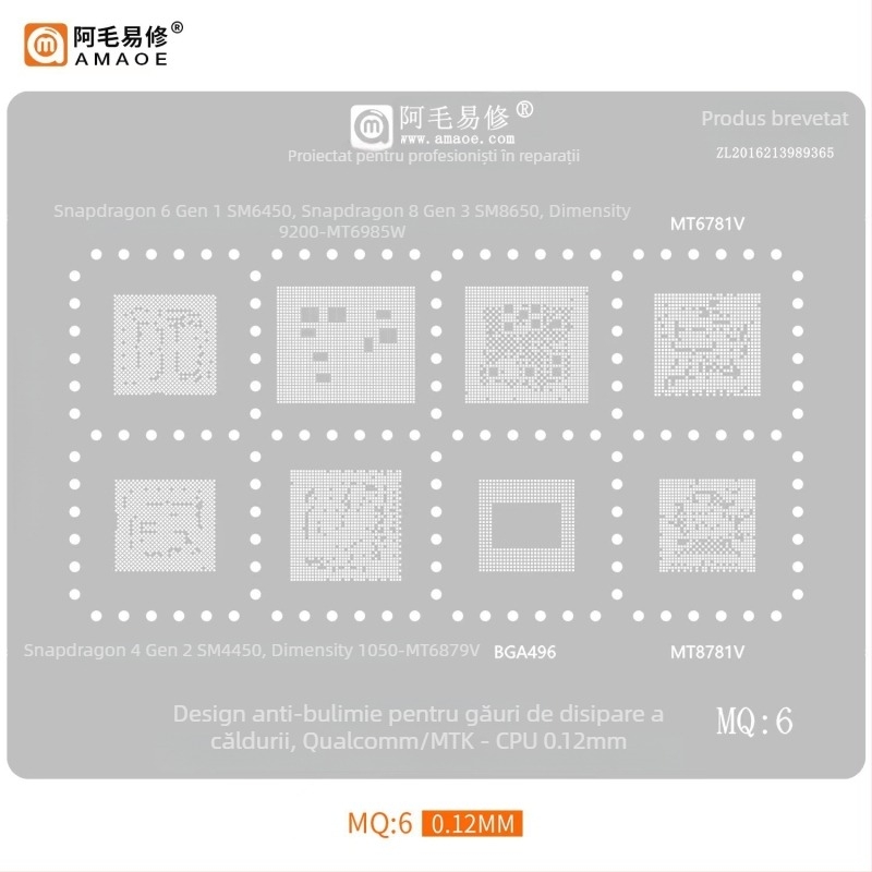 MQ3 Plasă de oțel placată cu staniu - Compatibilă cu Snapdragon 865, SM8250, SM7150, SM6150, MT6885Z