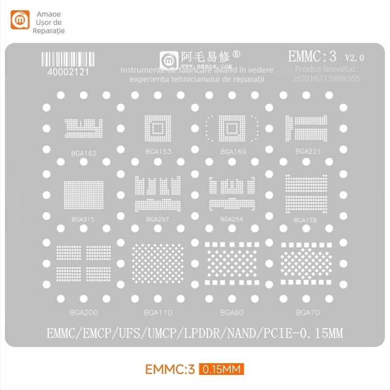 MQ3 Plasă de oțel placată cu staniu - Compatibilă cu Snapdragon 865, SM8250, SM7150, SM6150, MT6885Z