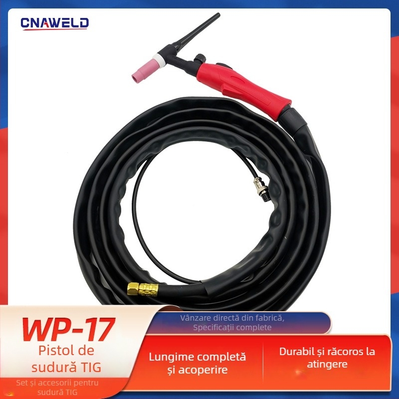 WP17 pistolă de sudură cu arc argon WP17 - sistem integrat gaz-electric, mâner TIG180 răcit cu aer