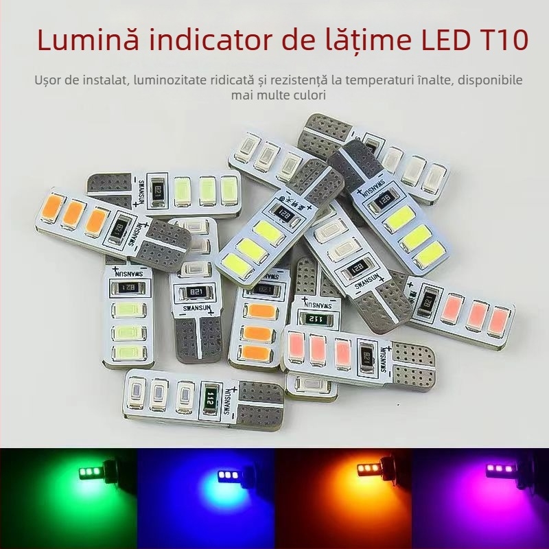 LED T10 Insert Bubble Lampa indicator lată pentru camioane, 12-24V, 3W, 0.2A, iluminare interioară la drum și iluminare a plăcii de înmatriculare
