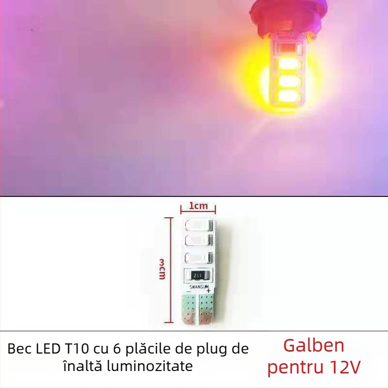 LED T10 Insert Bubble Lampa indicator lată pentru camioane, 12-24V, 3W, 0.2A, iluminare interioară la drum și iluminare a plăcii de înmatriculare