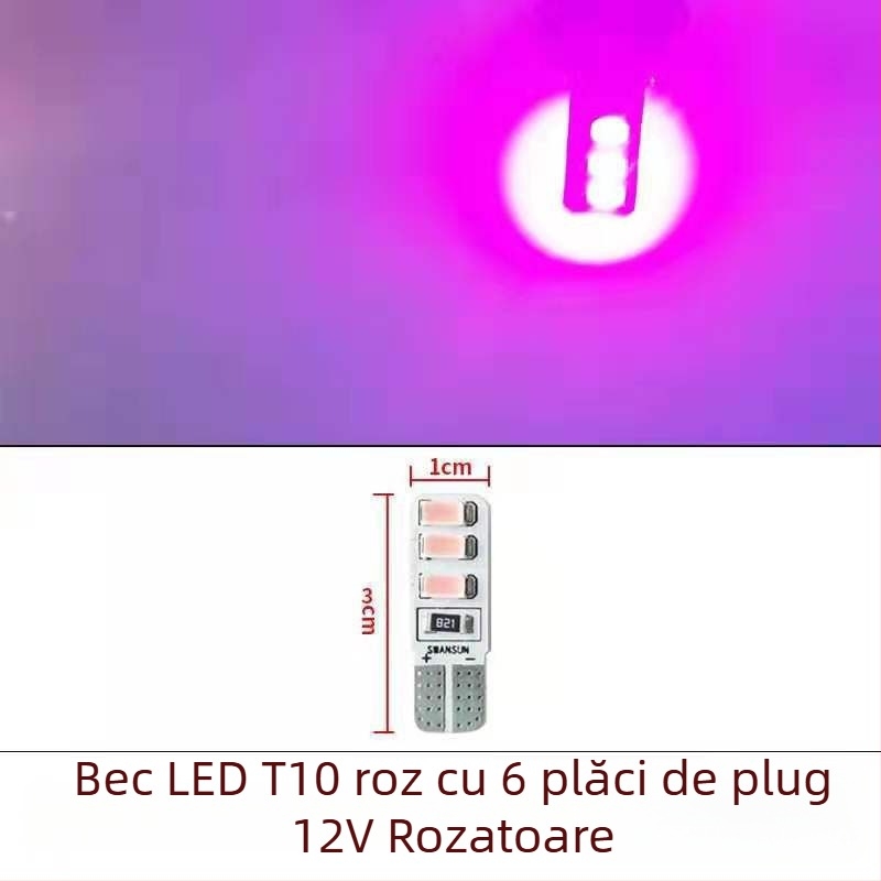 LED T10 Insert Bubble Lampa indicator lată pentru camioane, 12-24V, 3W, 0.2A, iluminare interioară la drum și iluminare a plăcii de înmatriculare