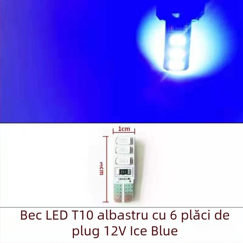 LED T10 Insert Bubble Lampa indicator lată pentru camioane, 12-24V, 3W, 0.2A, iluminare interioară la drum și iluminare a plăcii de înmatriculare