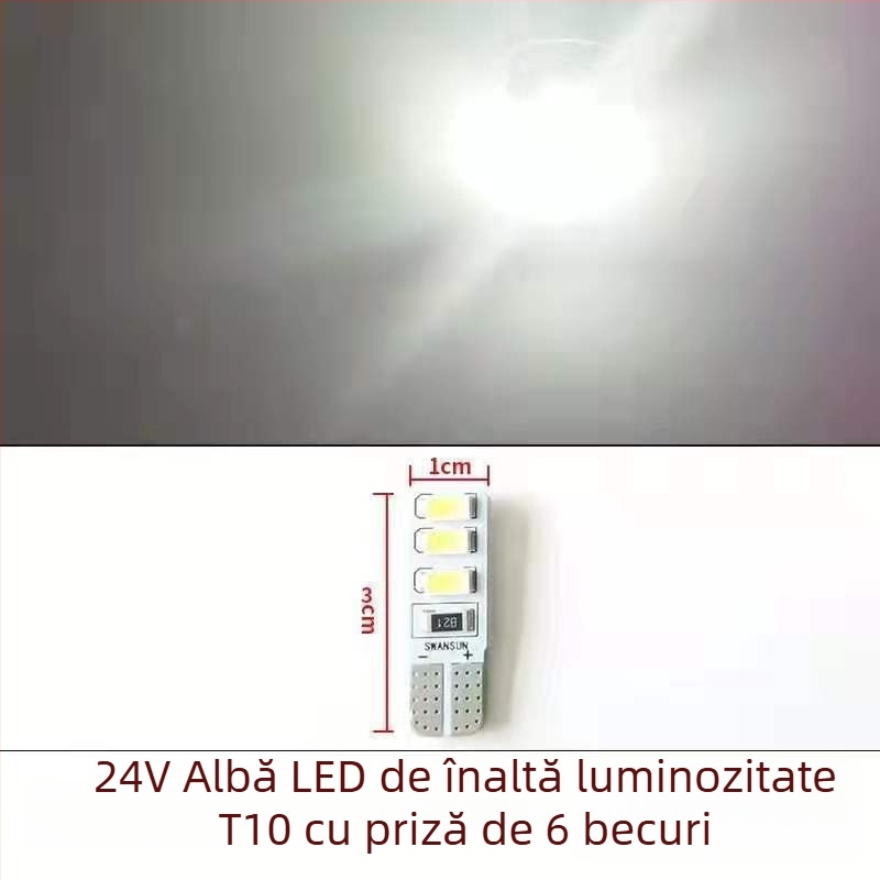 LED T10 Insert Bubble Lampa indicator lată pentru camioane, 12-24V, 3W, 0.2A, iluminare interioară la drum și iluminare a plăcii de înmatriculare