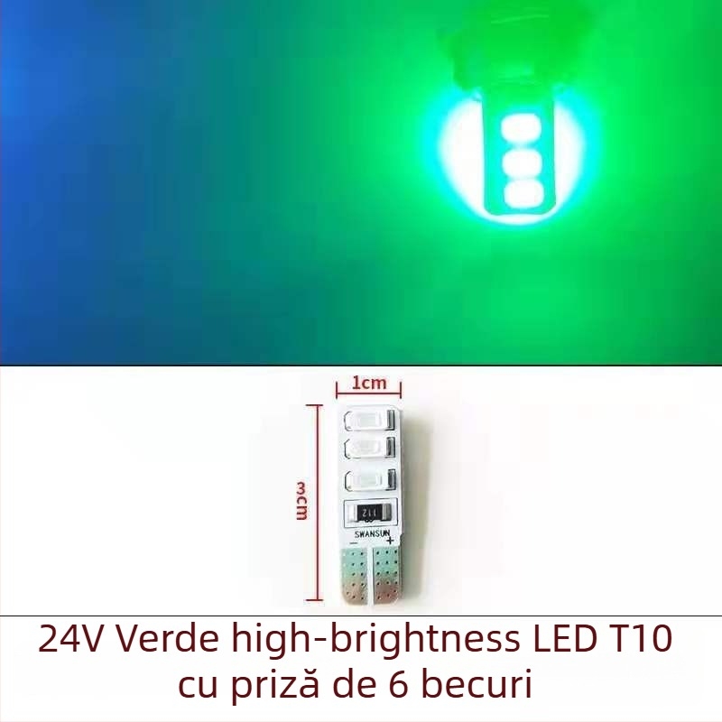 LED T10 Insert Bubble Lampa indicator lată pentru camioane, 12-24V, 3W, 0.2A, iluminare interioară la drum și iluminare a plăcii de înmatriculare