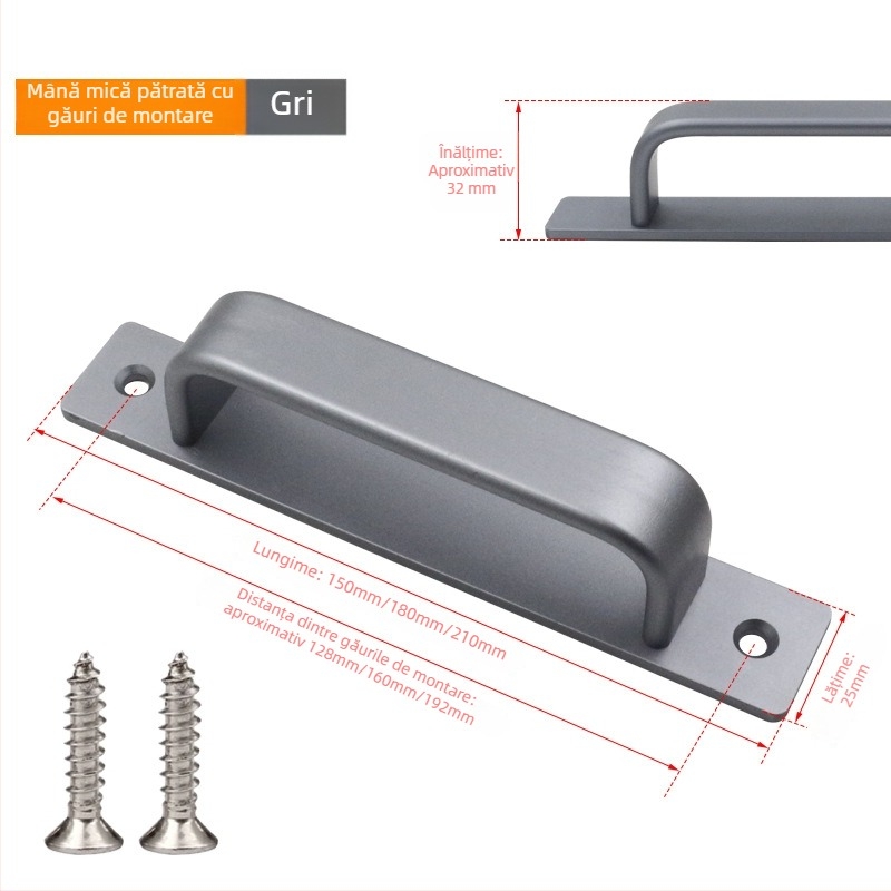 HS6 mâner de ușă din aliaj de aluminiu, autoadeziv pentru uși, ferestre și dulapuri – finisaj mat, fără găurire