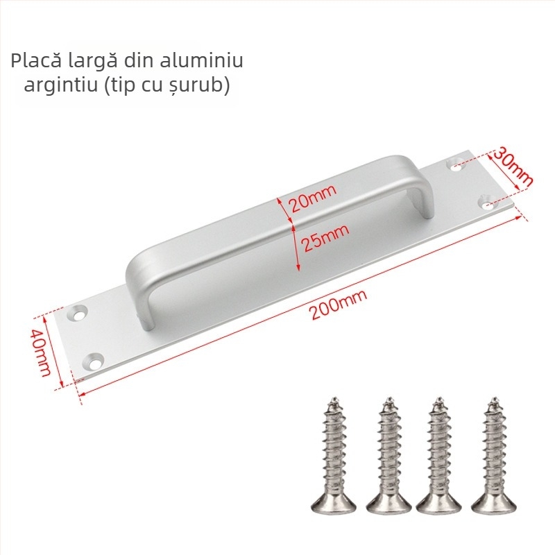 HS6 mâner de ușă din aliaj de aluminiu, autoadeziv pentru uși, ferestre și dulapuri – finisaj mat, fără găurire