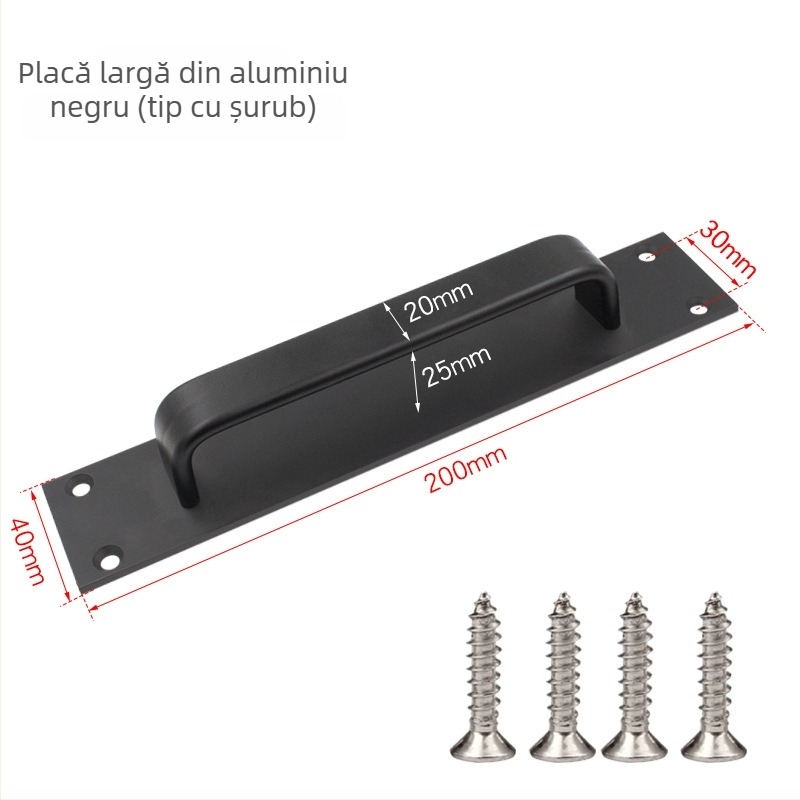 HS6 mâner de ușă din aliaj de aluminiu, autoadeziv pentru uși, ferestre și dulapuri – finisaj mat, fără găurire