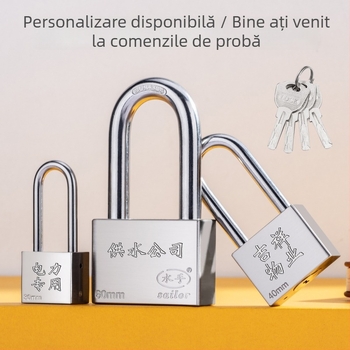 Lacăt Tip C – oțel inoxidabil + aliaj, cilindru din cupru, carcasă din aliaj inoxidabil, tijă de blocare din oțel inoxidabil 304, lacăt rezistent la apă pentru cutia de contor de apă