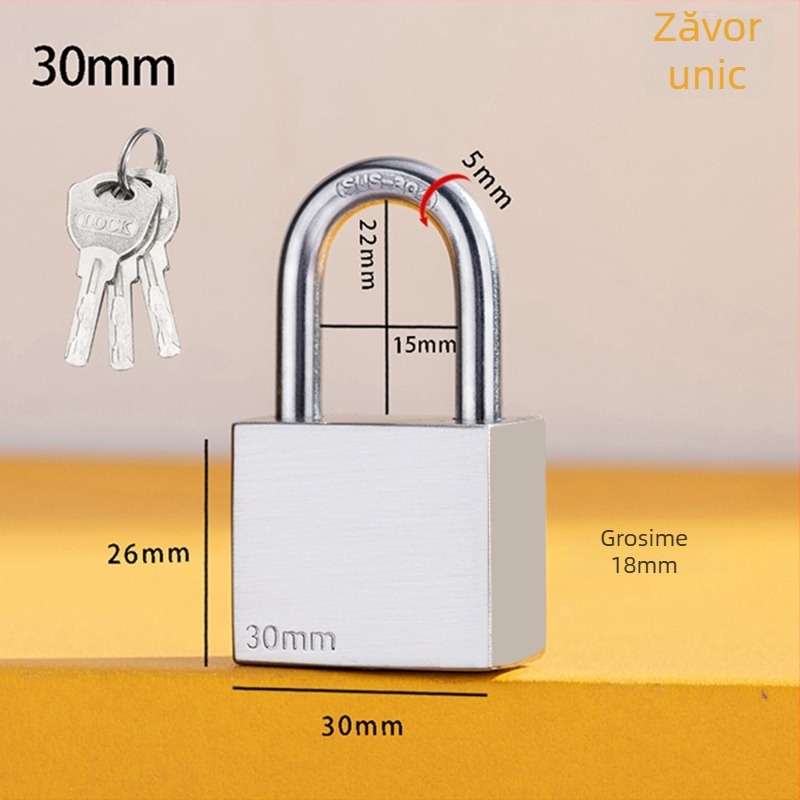 Lacăt Tip C – oțel inoxidabil + aliaj, cilindru din cupru, carcasă din aliaj inoxidabil, tijă de blocare din oțel inoxidabil 304, lacăt rezistent la apă pentru cutia de contor de apă