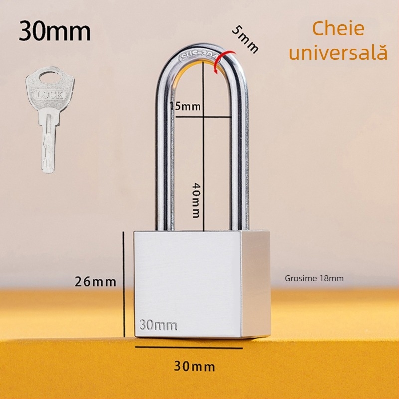 Lacăt Tip C – oțel inoxidabil + aliaj, cilindru din cupru, carcasă din aliaj inoxidabil, tijă de blocare din oțel inoxidabil 304, lacăt rezistent la apă pentru cutia de contor de apă