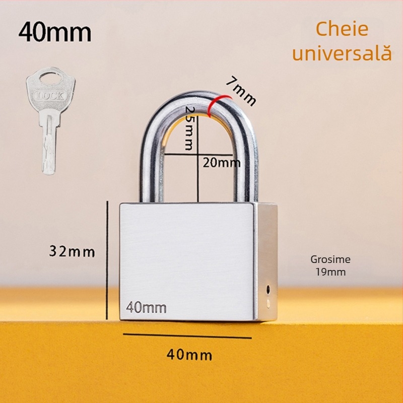 Lacăt Tip C – oțel inoxidabil + aliaj, cilindru din cupru, carcasă din aliaj inoxidabil, tijă de blocare din oțel inoxidabil 304, lacăt rezistent la apă pentru cutia de contor de apă