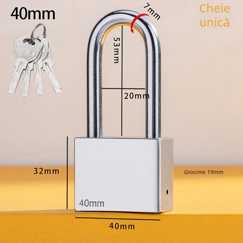 Lacăt Tip C – oțel inoxidabil + aliaj, cilindru din cupru, carcasă din aliaj inoxidabil, tijă de blocare din oțel inoxidabil 304, lacăt rezistent la apă pentru cutia de contor de apă