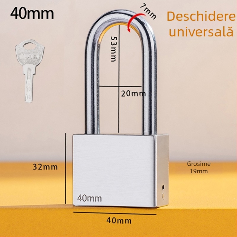 Lacăt Tip C – oțel inoxidabil + aliaj, cilindru din cupru, carcasă din aliaj inoxidabil, tijă de blocare din oțel inoxidabil 304, lacăt rezistent la apă pentru cutia de contor de apă