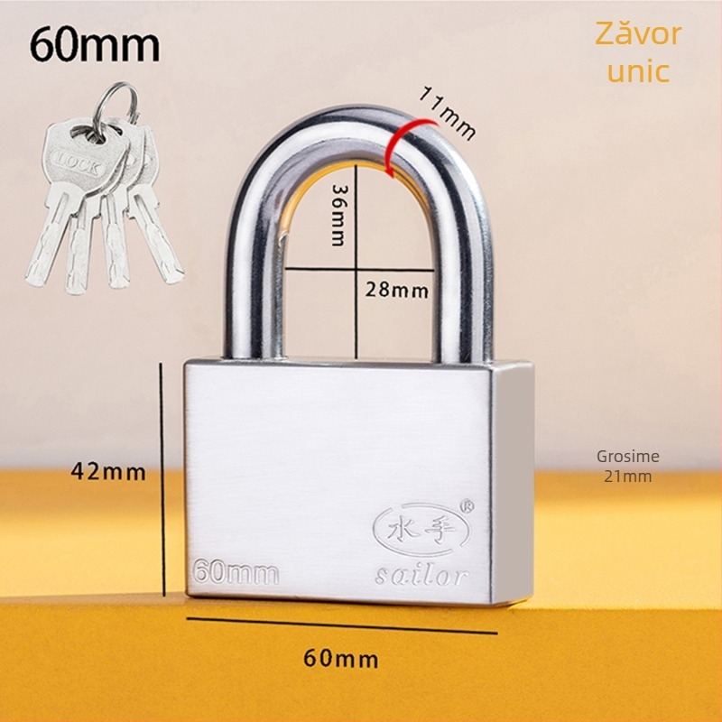 Lacăt Tip C – oțel inoxidabil + aliaj, cilindru din cupru, carcasă din aliaj inoxidabil, tijă de blocare din oțel inoxidabil 304, lacăt rezistent la apă pentru cutia de contor de apă