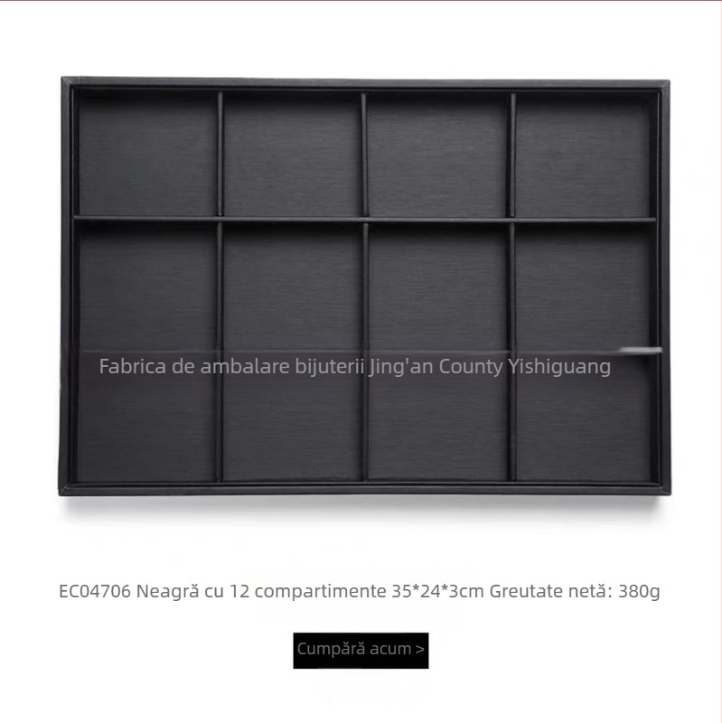 Suport pentru bijuterii din piele și placă de lemn, formă pătrată, într-o singură piesă, cu tehnică de îmbinare splicing, un singur strat