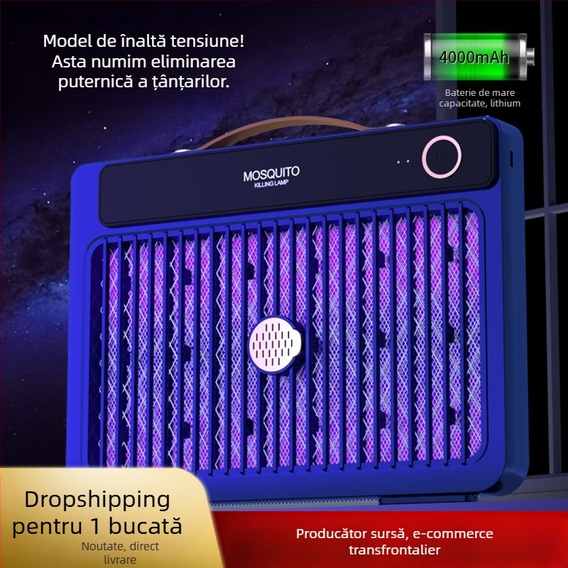 Lampa anti țânțari cu șoc electric, LED, baterie încorporată 1001–1600 mAh, potrivită pentru 41–60 m², autonomie 6–8 h