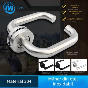 Mâner pentru ușă de incendiu din oțel inoxidabil 304, țeavă rotundă, finisaj periat, pentru uși din lemn sau metal