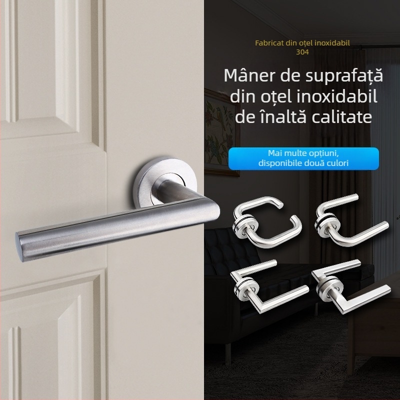 Mâner pentru ușă de incendiu din oțel inoxidabil 304, țeavă rotundă, finisaj periat, pentru uși din lemn sau metal