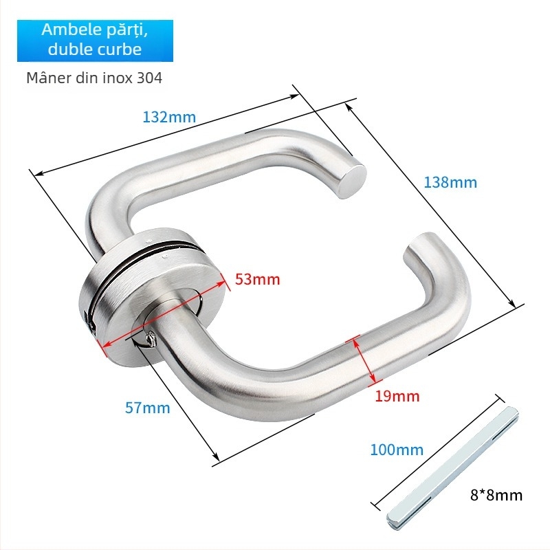 Mâner pentru ușă de incendiu din oțel inoxidabil 304, țeavă rotundă, finisaj periat, pentru uși din lemn sau metal