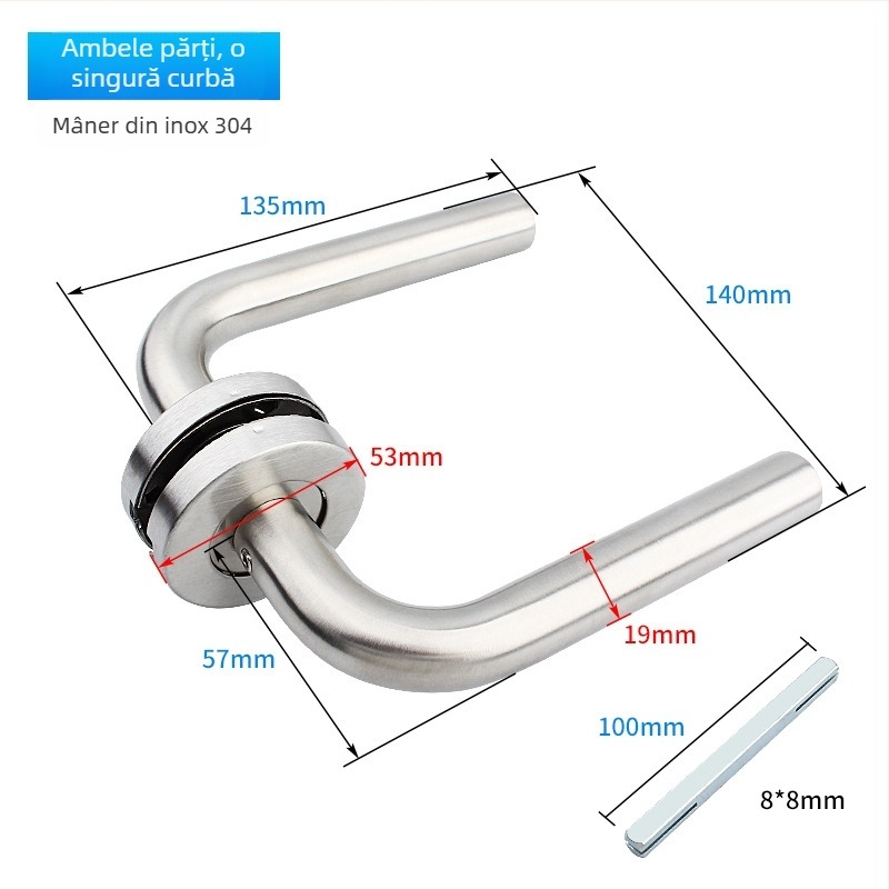 Mâner pentru ușă de incendiu din oțel inoxidabil 304, țeavă rotundă, finisaj periat, pentru uși din lemn sau metal