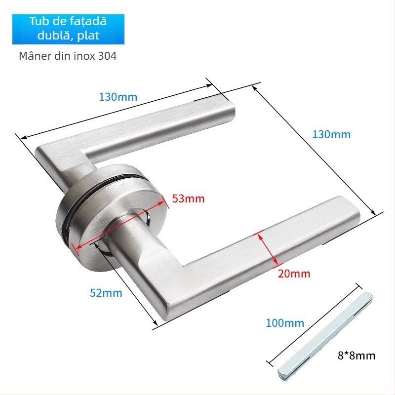 Mâner pentru ușă de incendiu din oțel inoxidabil 304, țeavă rotundă, finisaj periat, pentru uși din lemn sau metal